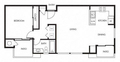 Aviare Cupertino CA Plan A 1 Bedroom 740 SQ FT